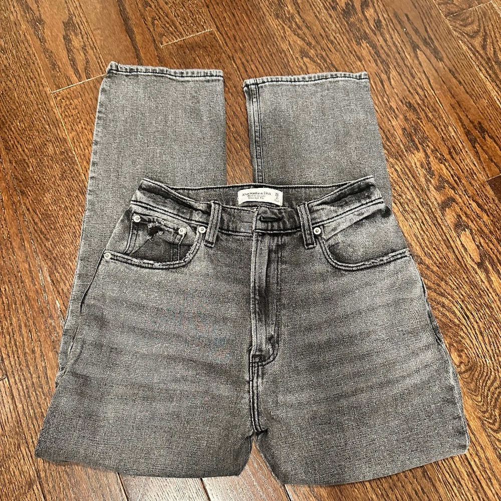 Abercrombie and Fitch Curve Love Black Ankle Straight Ultra High Rise